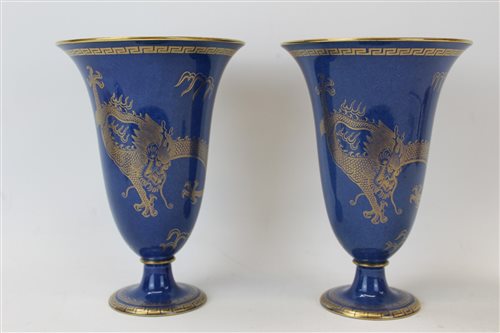 Lot 2003 - Pair of Wedgwood Dragon lustre vases, pattern...