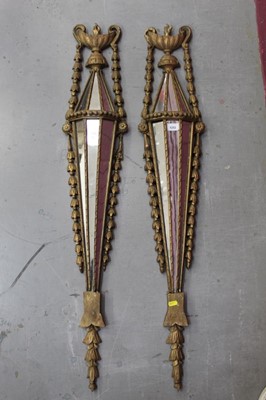 Lot 1252 - Pair of late 19th / early 20th century Adams revival gilt and mirrored wall appliqués