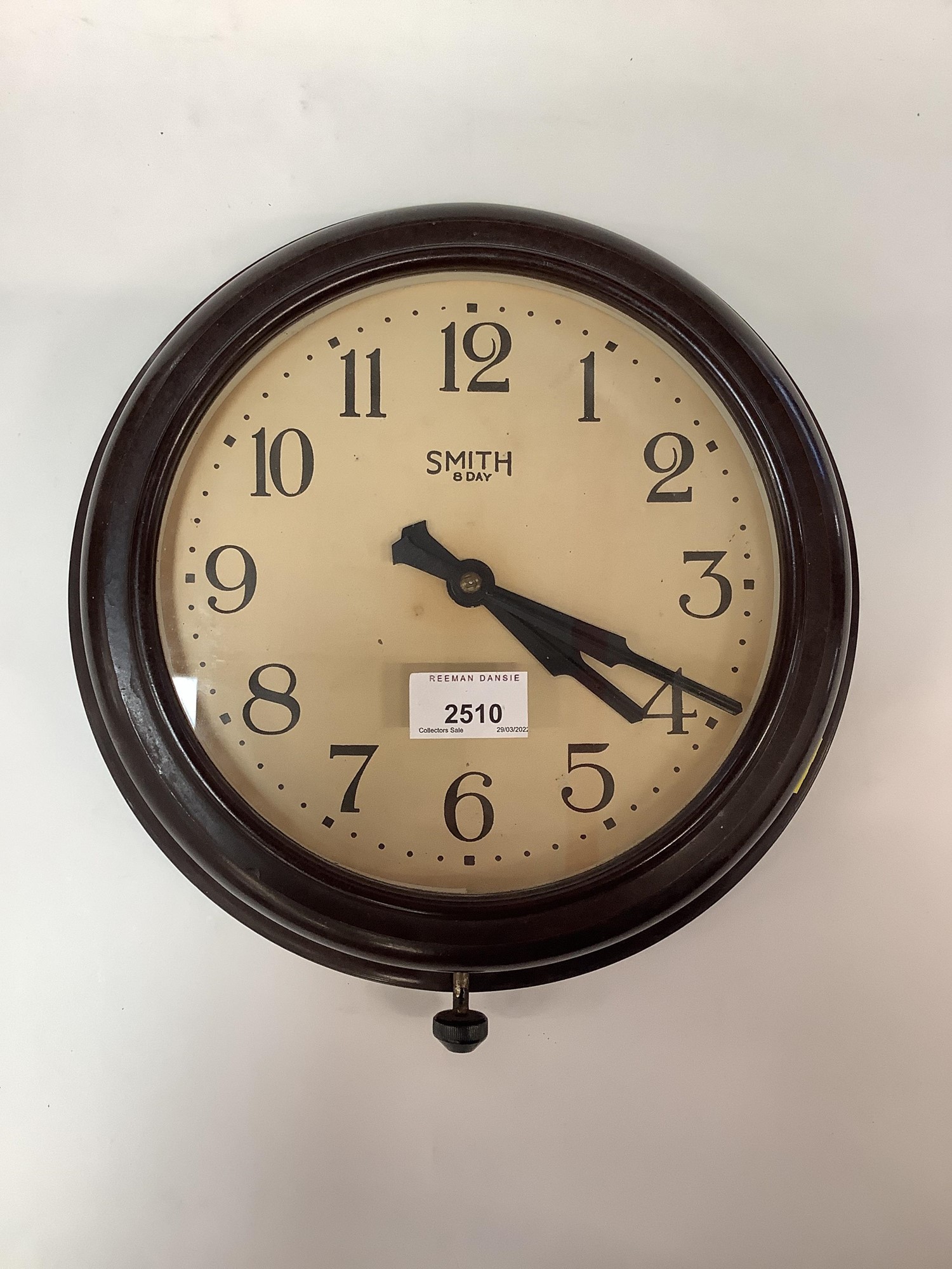 Lot 2510 Smiths Bakelite 8 day military wall clock