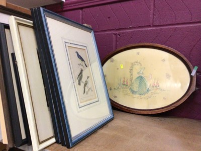 Lot 503 - Selection of pictures and prints plus a felt collage and oval tray