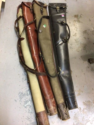 Lot 509 - Two leather and two fabric rifle bags plus five sporting bags