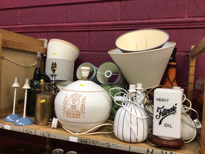 Lot 502 - Filtrate oil table lamps, three pairs of side table lamps and others