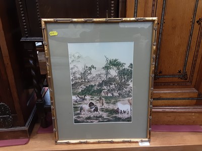 Lot 23 - Quantity of prints, including a set of four modern Chinese prints in simulated bamboo frames, 19th century prints of Essex and Suffolk, together with a leather bound atlas, scrap book, a roll of bo...
