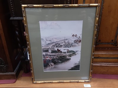 Lot 23 - Quantity of prints, including a set of four modern Chinese prints in simulated bamboo frames, 19th century prints of Essex and Suffolk, together with a leather bound atlas, scrap book, a roll of bo...