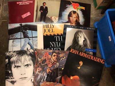 Lot 435 - Box of 50+ LP records including Eric Clapton, U2, Tom Petty, Suzanne Vega, Pretenders and Talking Heads, together with two boxes of singles