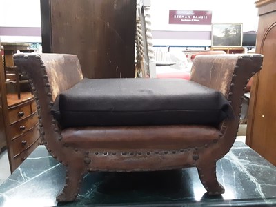 Lot 997 - Old studded leather stool