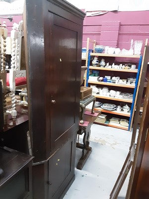 Lot 1000 - Antique oak two height corner cupboard with shelved interior enclosed by two panelled doors, 92cm wide, 212.5cm high