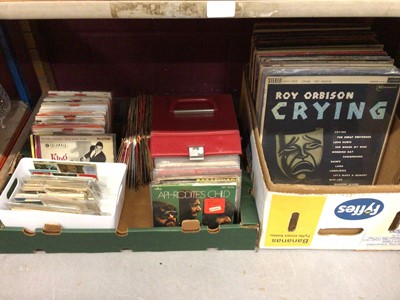 Lot 523 - Vintage case of EP's including Sonny Terry and Brownie McGhee, Louis Bellson, Ray Charles, Dizzy Gillespie etc, together with selection of single records including international pressings and colle...