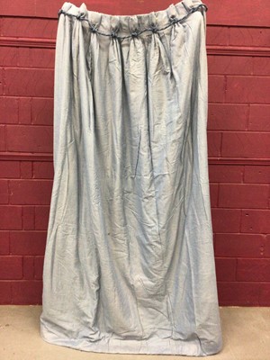 Lot 1432 - Two pairs of good quality blue striped interlined curtains and one other drape