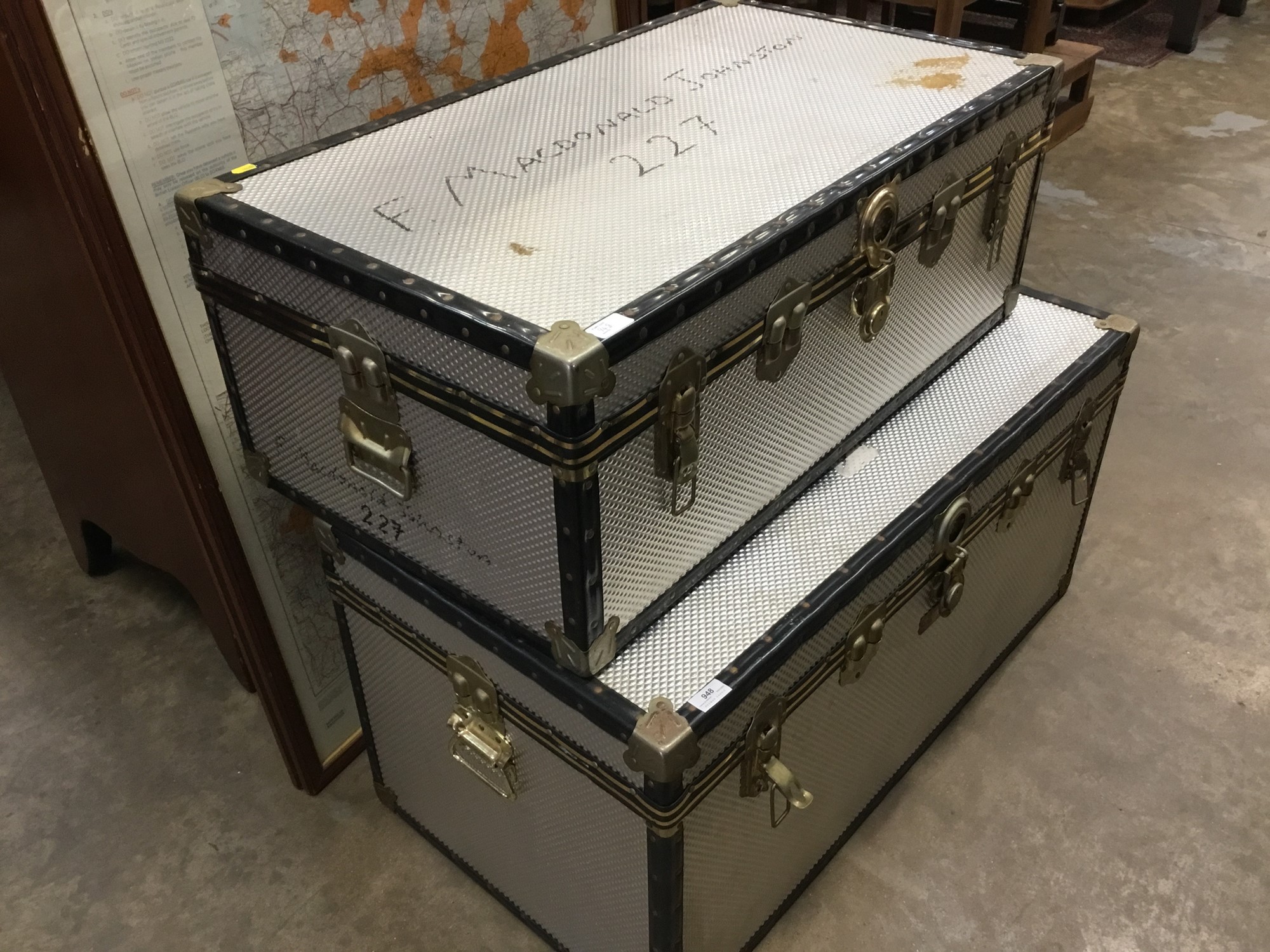 Lot 948 Two modern aluminium trunks