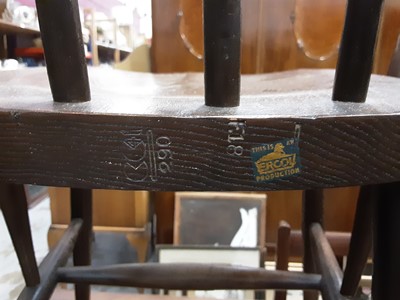 Lot 1028 - Pair of Ercol stick back chairs, together with another pair of Ercol chairs