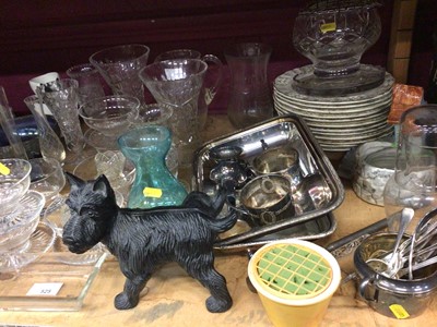 Lot 525 - Glass ware and plated ware plus cast metal Scottie dog and ceramics