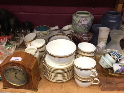 Lot 526 - New Chelsea Staffs tea ware, graduated wooden elephants, Poole vase and mantle clock