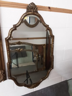 Lot 848 - Bevelled wall mirror in shaped chinoiserie frame, 95cm high, 56cm wide