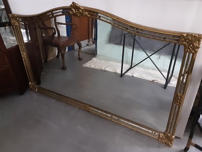 Lot 997 - Victorian style overmantel mirror in gilt frame, 185cm wide, 114cm high