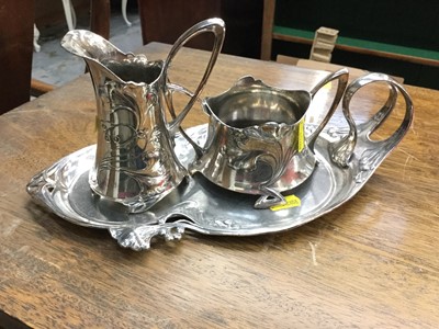 Lot 688 - Art Nouveau WMF sugar bowl, milk jug and matching tray