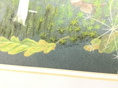 Lot 177 - Penny Berry Paterson (1941-2021) two gouache paintings - forest floor studies, both signed and dated '12/11/1978', the first 46cm x 30cm, the second 36cm x 50cm, in glazed frames (2).