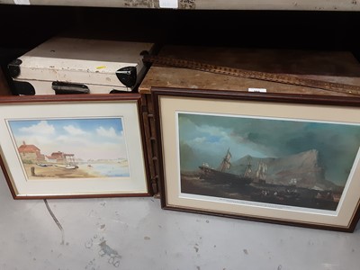 Lot 559 - Two limited edition Naval Battle scenes "Trafalgar" and "Nile", plus Spitfire in flight by Barrie A.F.Clark, The Swordfish attack at Taranto signed by Robert Taylor and a selection of smaller pictu...