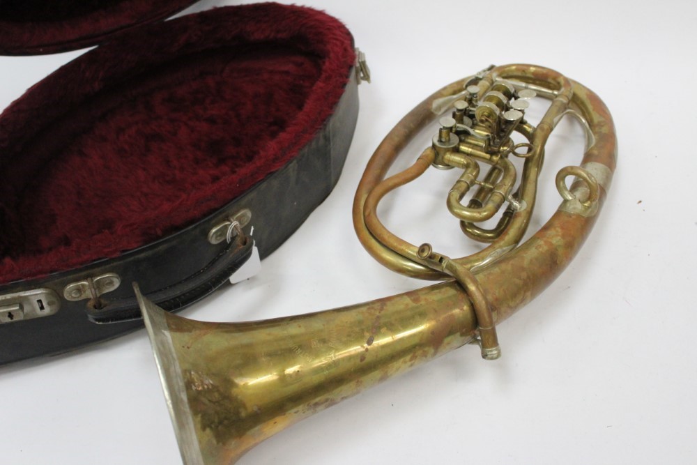 Lot 2303 Antique German brass rotary tenor horn
