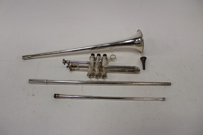 Lot 2358 - Unusual silvered post-horn with interchangeable valved section
