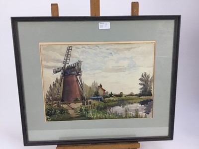 Lot 183 - Anne Paterson, three watercolours, together with two others - watercolour - Summer Morning Early, Flatford Mill, signed and dated '01, 19cm x 26cm, in glazed frame;  watercolour - The Red Lion Rust...