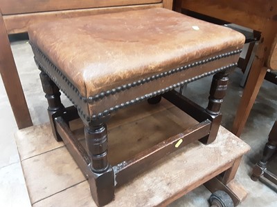 Lot 963 - Oak stool with leather top and another with seagrass top (2)