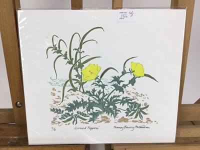 Lot 186 - Penny Berry Paterson (1941-2021) three colour linocut prints - 'Country Gentry', signed and numbered 5/30, image 18cm x 29cm, unframed; 'Jood and Della's Gourds', signed and numbered 4/20, 31cm x 2...
