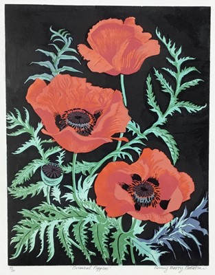 Lot 188 - Penny Berry Paterson (1941-2021) three prints - 'Oriental Poppies', signed and numbered 19/30, image 29cm x 37cm, with mount; 'Corfu Cooler', signed and numbered 9/20, image 46cm x 38cm, unframed;...