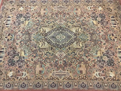 Lot 966 - Good quality rug with geometric decoration, 345cm x 247cm