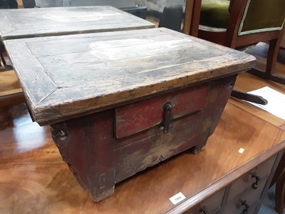 Lot 1072 - Oriental low table with single drawer, 56.5cm wide, 43cm deep, 31cm high