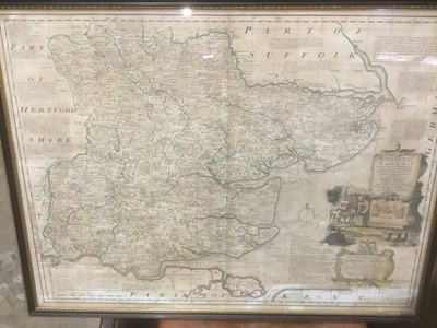 Lot 198 - Emanuel Bowen - 'An accurate map of the County of Essex divided into its Hundreds', 18th century, with hand colouring 70 x 51cm framed