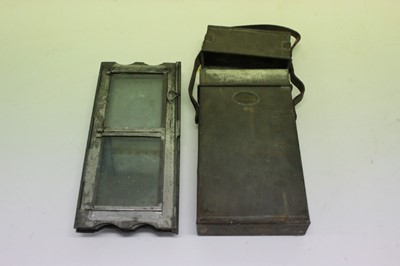 Lot 757 - First World War Officers' private purchase folding trench lantern in case by Jones & Foster Ltd, Birmingham, dated 1915.