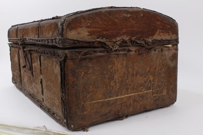 Lot 103 - Georgian pony skin covered travelling trunk with original label to interior- J. Merriman and Sons, 155 Leadenhall Street, London