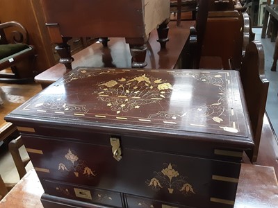 Lot 1078 - 20th century brass inlaid Indian chest