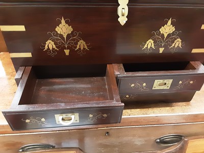 Lot 1078 - 20th century brass inlaid Indian chest