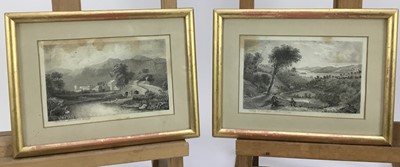 Lot 239 - English School, 19th century, pair of very fine pen and ink landscapes, one indistinctly signed and both titled - Keswick from Greta Bridge, Valley of Troutbeck, Westmorland, 10 x 15cm, gilt glazed...