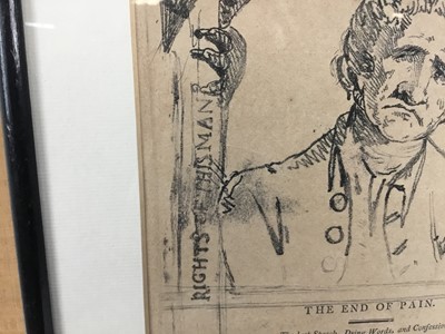 Lot 73 - Late 18th century anonymous printed political cartoon on Thomas Paine - The End of Pain, dated 1794 in pen and indistinctly signed, 26 x 16cm