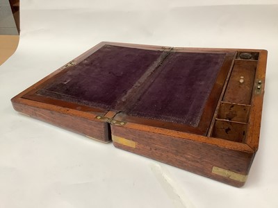 Lot 564 - Victorian brass bound mahogany writing slope with label to interior