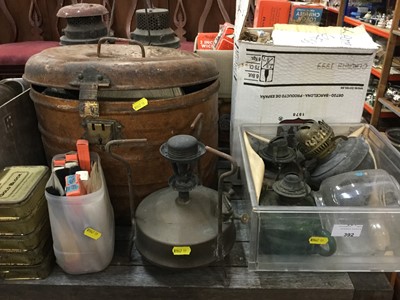 Lot 392 - Large quantity of oil lamp parts, fittings and other items