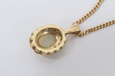 Lot 19 - 18ct gold opal and diamond pendant on chain