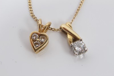 Lot 22 - 18ct gold diamond single stone pendant and one other pendant on chain