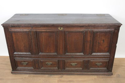 Lot 1334 - 18th century oak mule chest