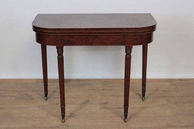 Lot 1337 - Mid 19th century mahogany and rosewood crossbanded card table