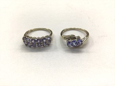 Lot 742 - 14ct white gold tanzanite ring and similar 9ct white gold ring