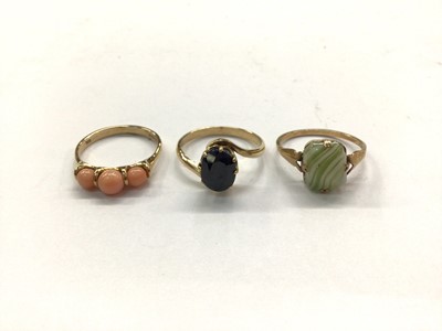 Lot 743 - Three 9ct gold gem set dress rings