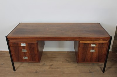 Lot 946 - Scandinavian rosewood pedestal desk