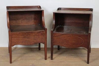 Lot 1347 - Near pair of 19th century mahogany bedside cabinets