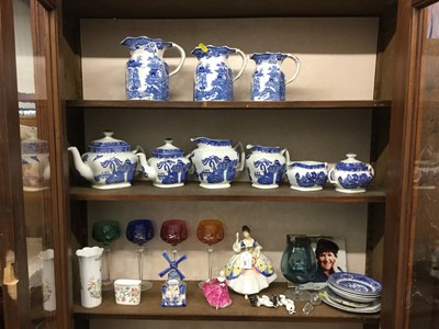 Lot 396 - Royal Doulton figure- Christine HN 2792, four Bohemian Hock glasses, blue and white ceramics and other items