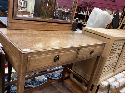 Lot 880 - 1930s oak dressing table, chairs and chest of drawers