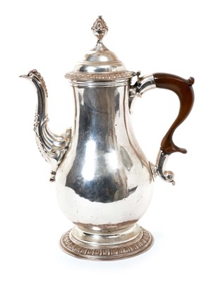 Lot 436 - 18th century coffee pot of baluster form, the lid surmounted with a finial